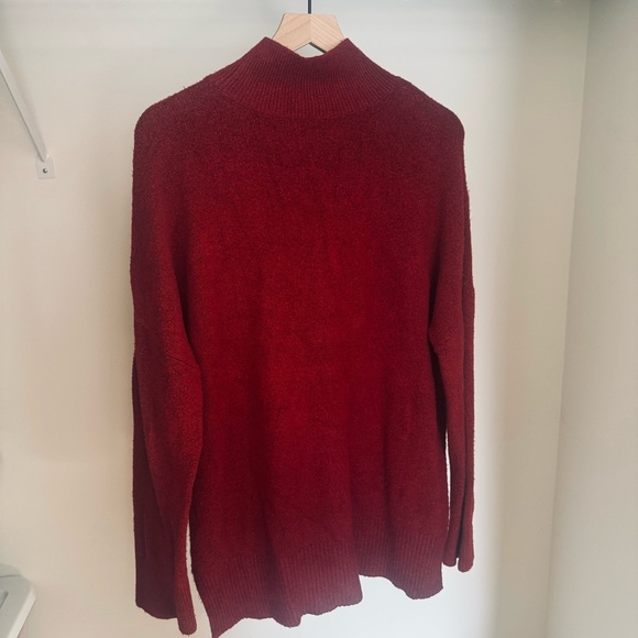 Abercrombie Dark Red Legging Friendly Mock Neck Oversized Sweater Size Medium - Picture 4 of 4